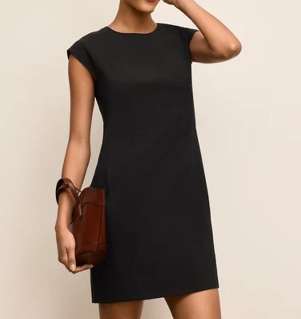 M.M Lafleur Maaza OrigamiTec Cap Sleeve Mini Travel Shift Dress Black 6